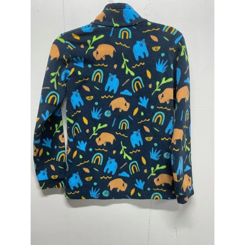 Columbia Youth Zip Up Fleece Jacket Size Large (14-16) Blue Bear Buffalo Symbols